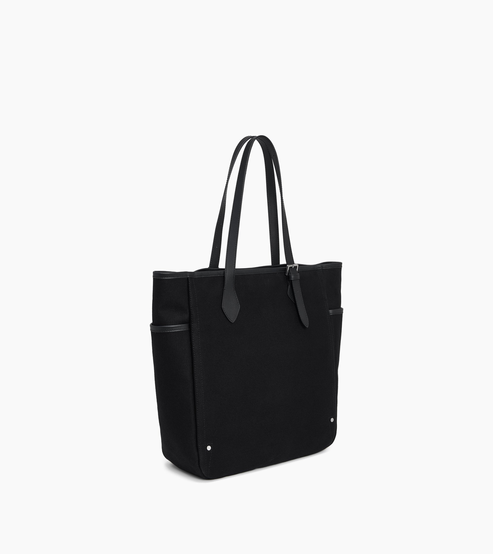 Bolso cabás mediano Solveig de lona de algodón y piel lisa