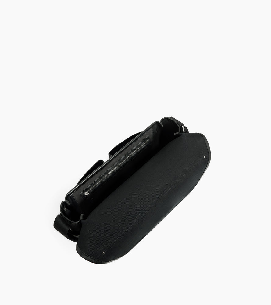 Sac bandoulière moyen modèle Solveig en toile coton et cuir lisse