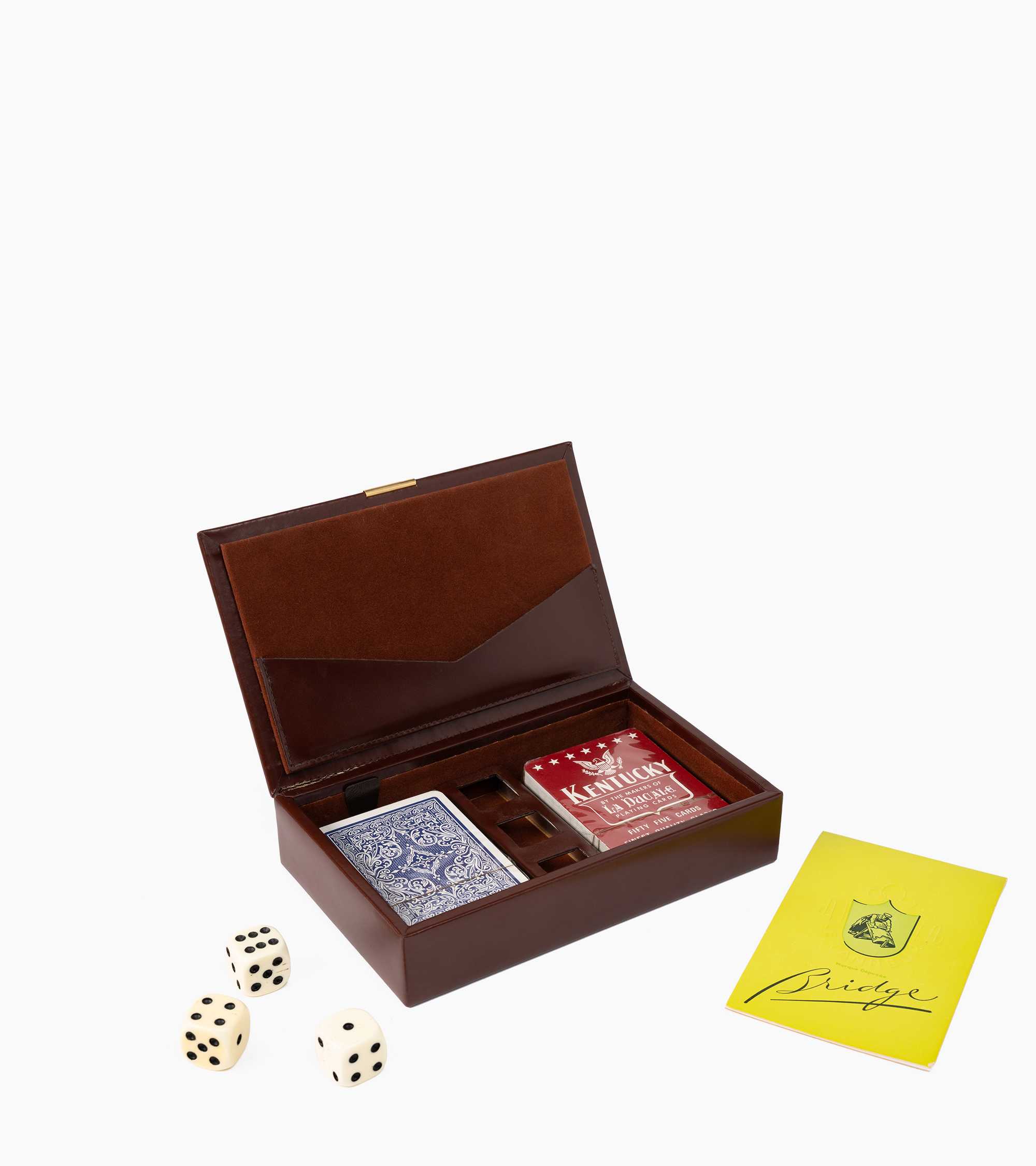 Kleine Bridge-Spiel-Schatulle aus Leder