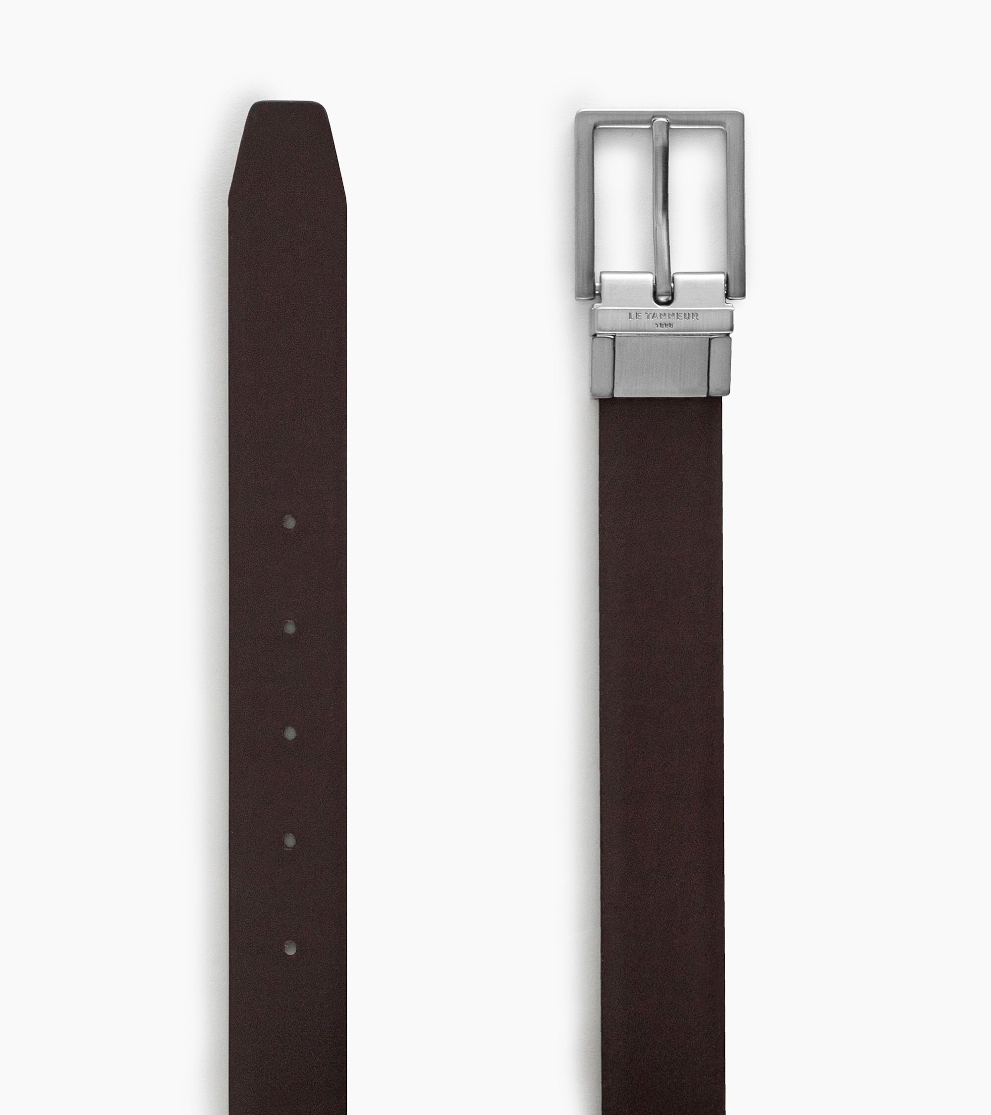 Classic smooth leather men's belt with square buckle