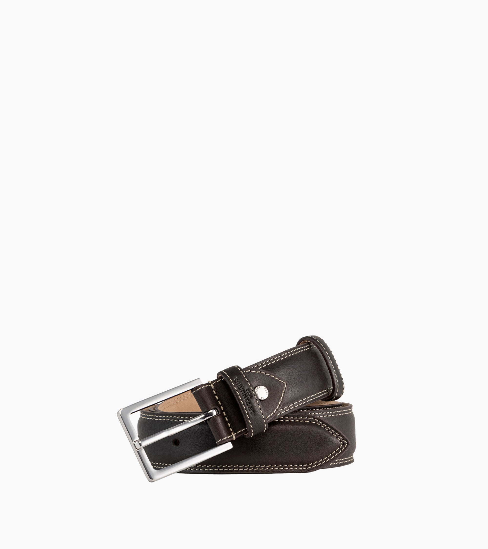 Vegetable tanned men's leather Martin belt with square buckle