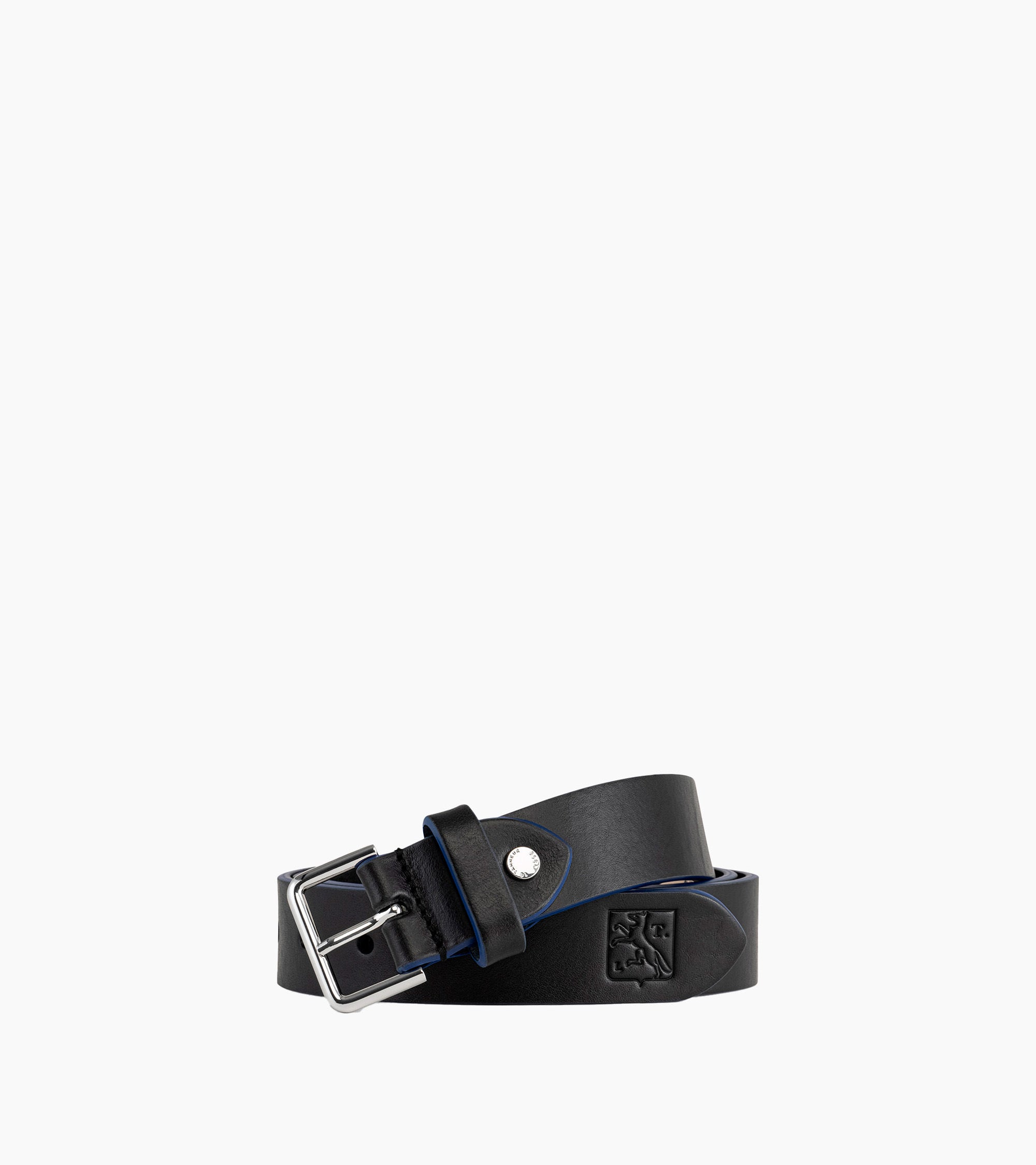 Men's belt with square buckle in smooth leather