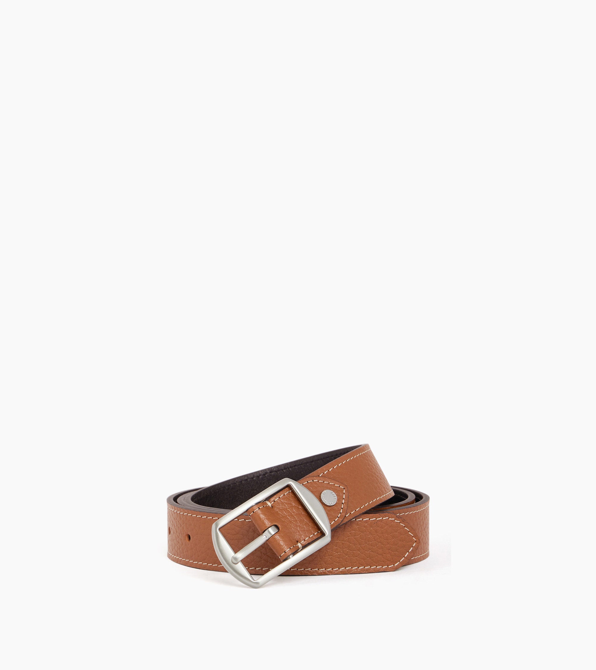 Men's reversible belt with square buckle in pebbled leather