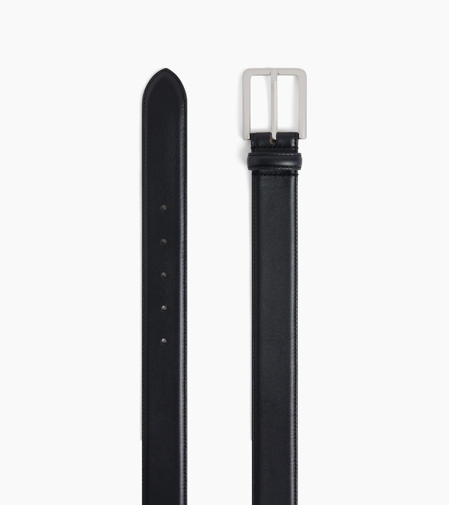 Cinturón de hombre con hebilla redonda de cuero liso