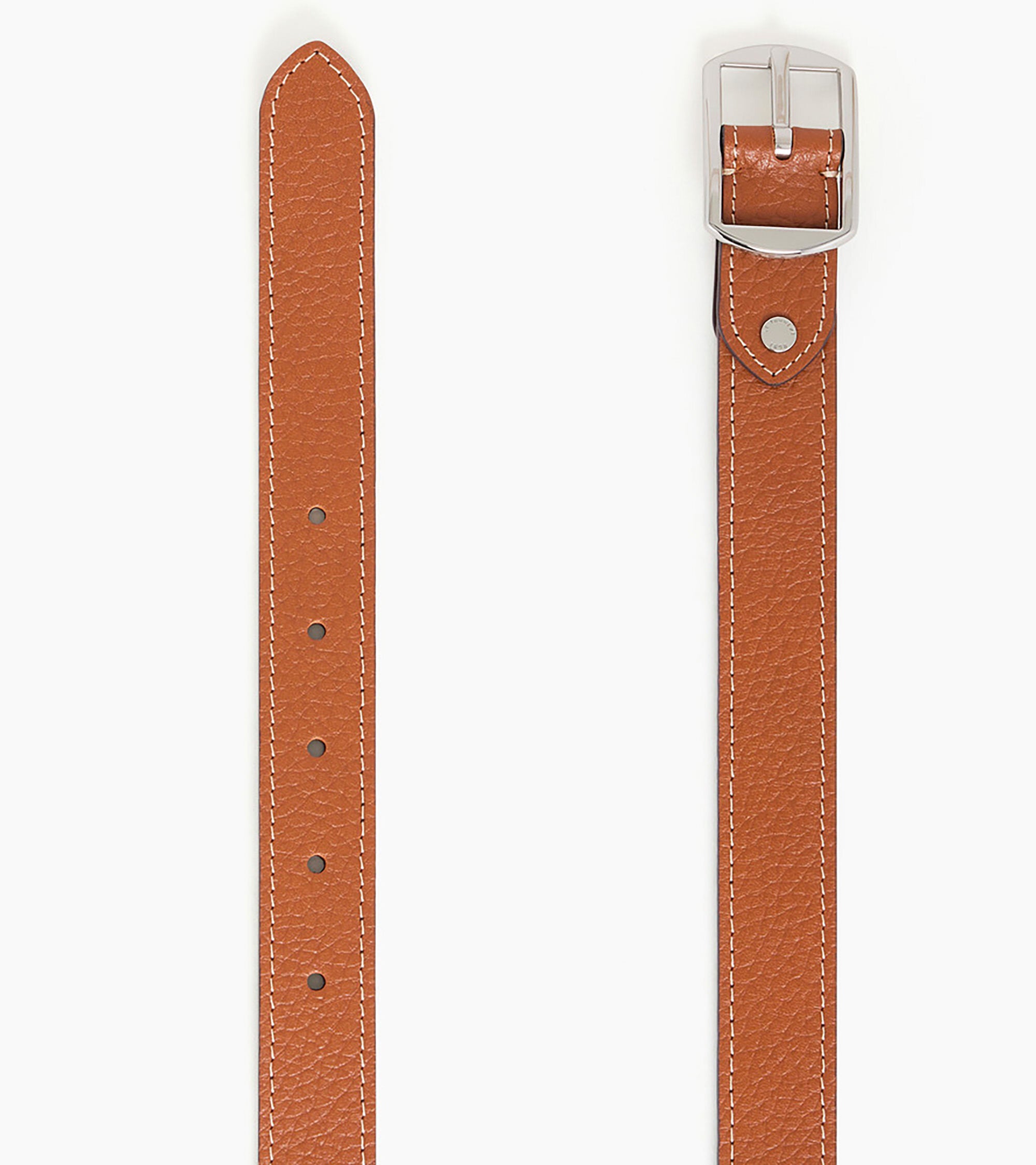 Women's reversible belt with square buckle in pebbled leather